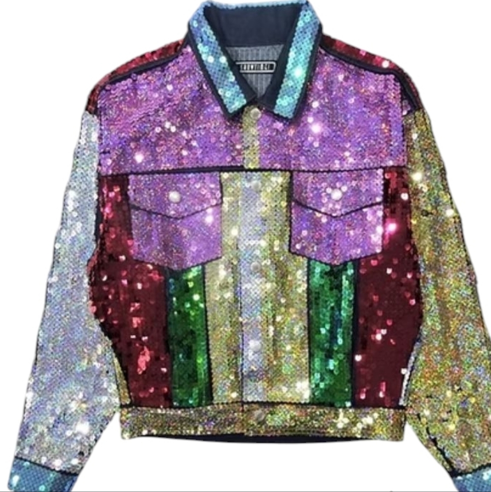 For Her NYC The Highlight Sequin Multi Color Jacket ... Size Large